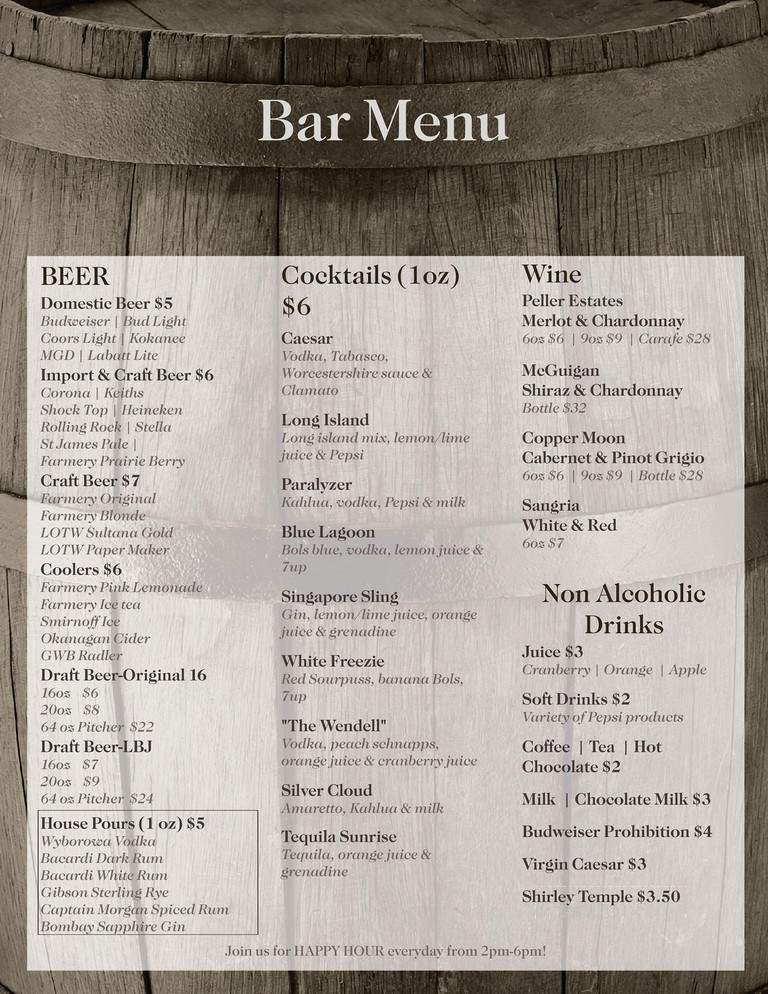 Hespeler's Cookhouse & Tavern - Niverville, MB menu_pic