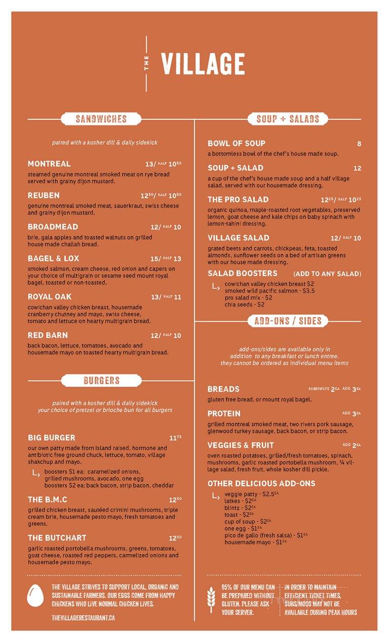 The Village Royal Oak - Victoria, BC menu_pic