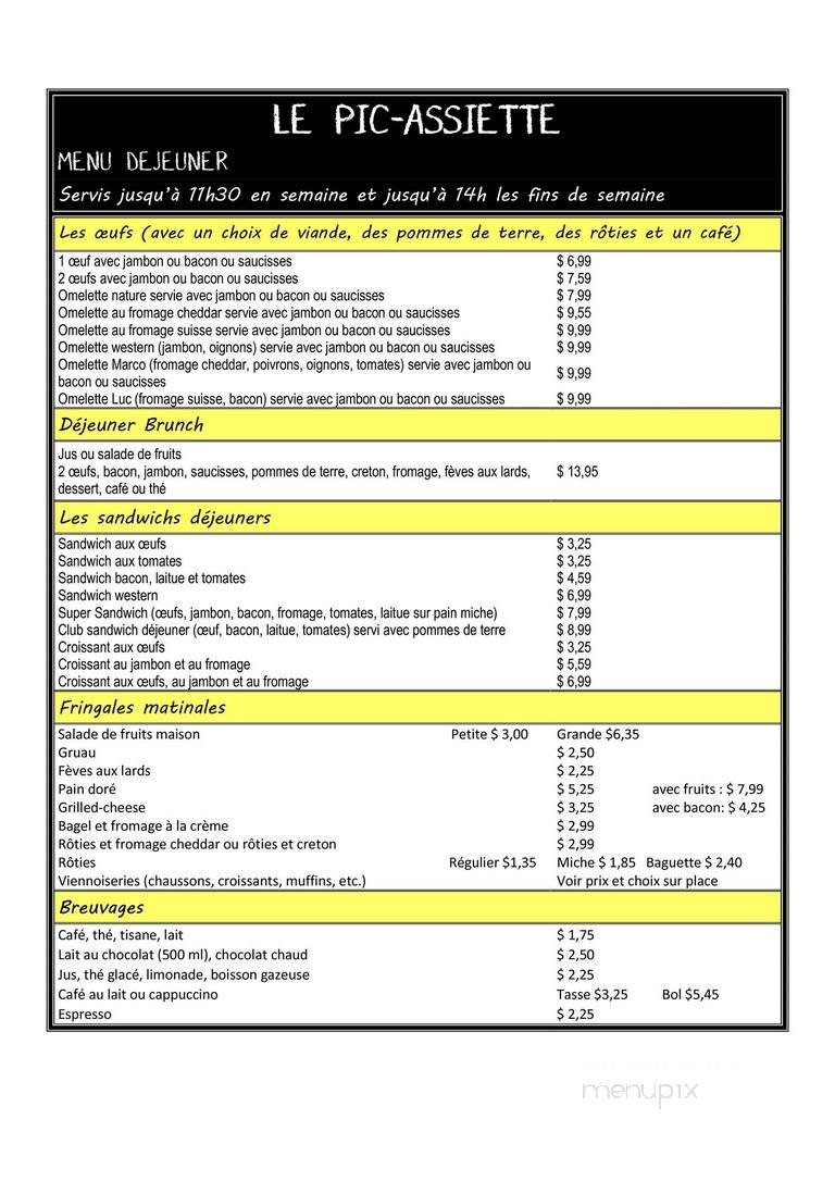 Au Pic Assiette - Saint-Adolphe-d'Howard, QC menu_pic