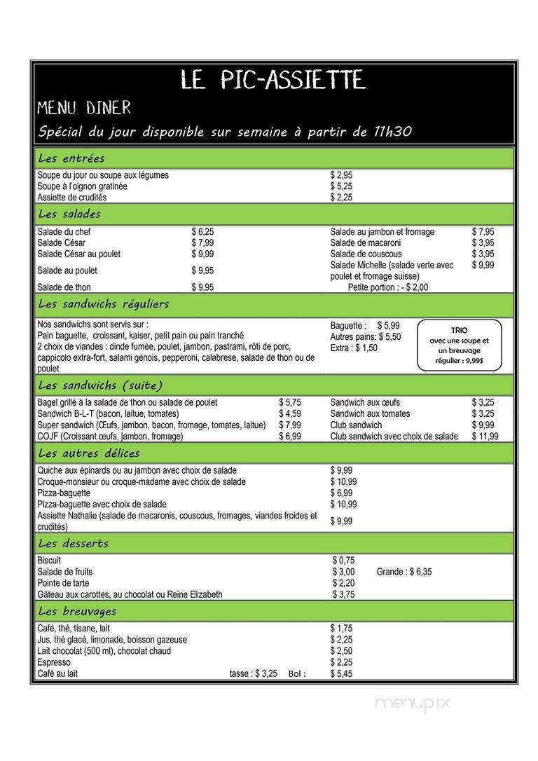 Au Pic Assiette - Saint-Adolphe-d'Howard, QC menu_pic