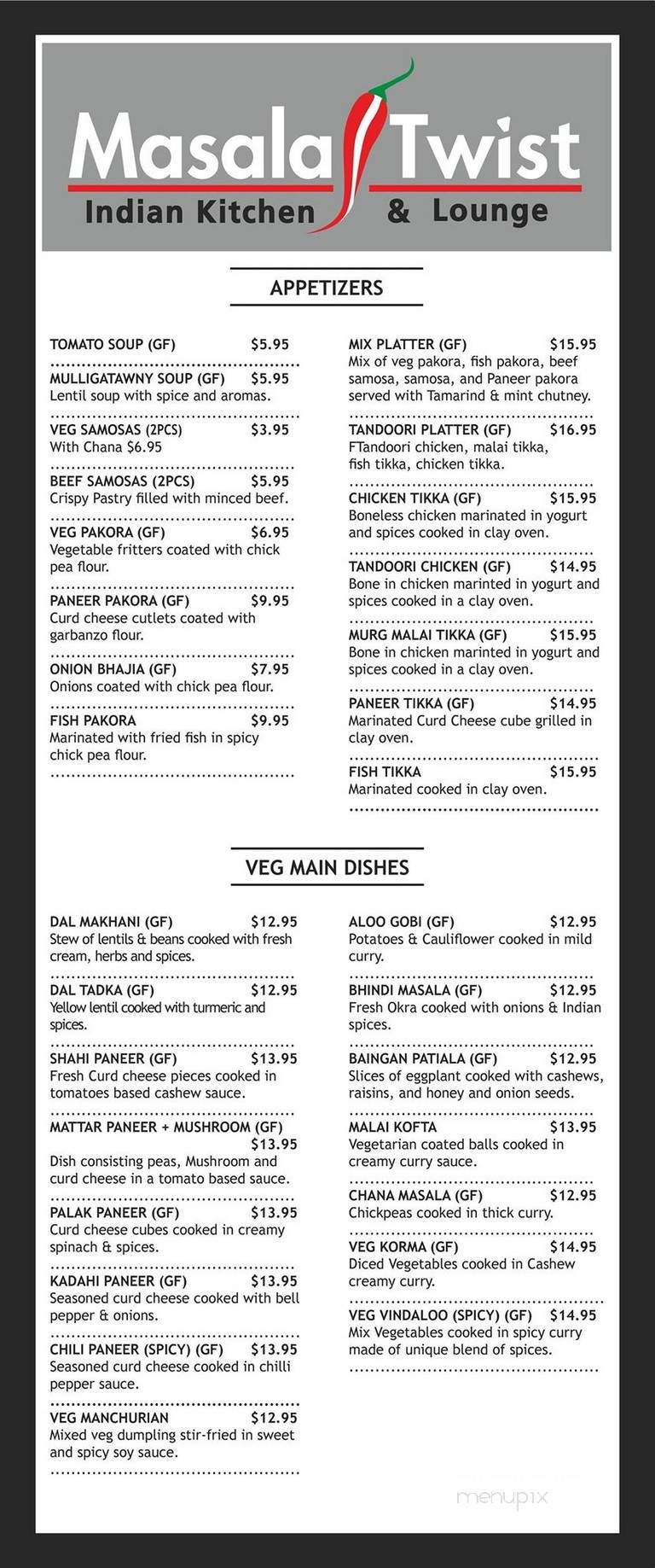 Masala Twist Indian Kitchen & Lounge - Chestermere, AB menu_pic