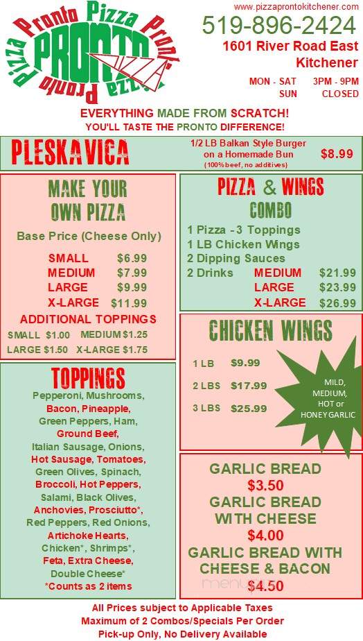 Pizza Maniac - Kitchener, ON menu_pic