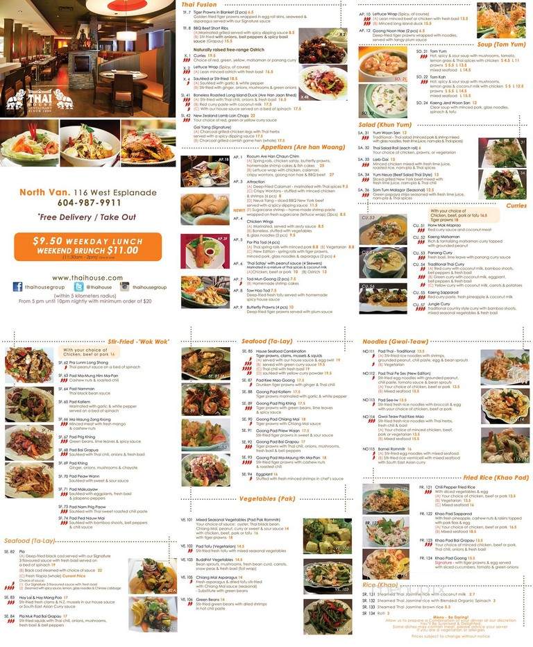 Thai House - Vancouver, BC menu_pic