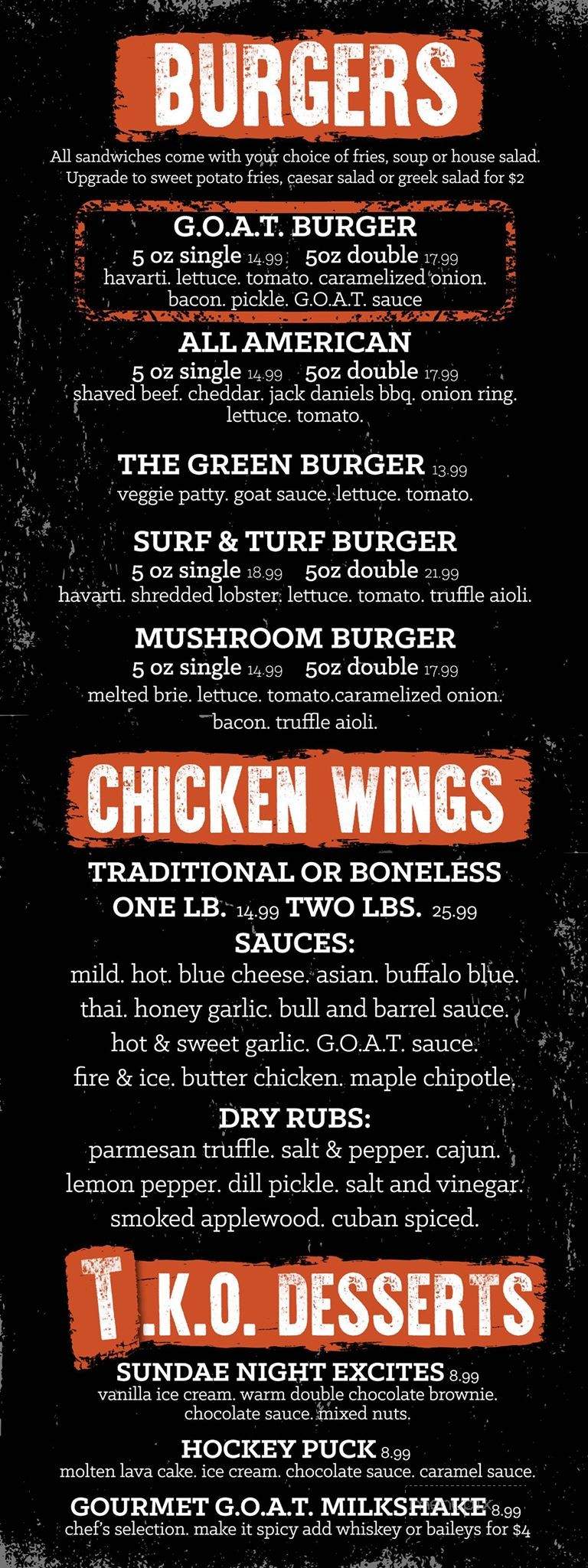 The G.O.A.T. - Windsor, ON menu_pic