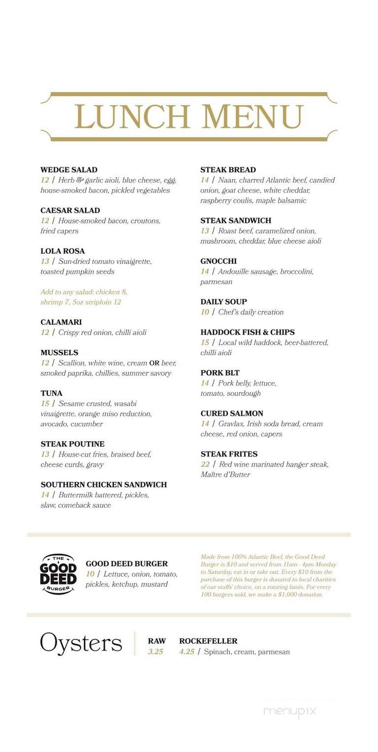 The Barrington Steakhouse and Oyster Bar - Halifax, NS menu_pic