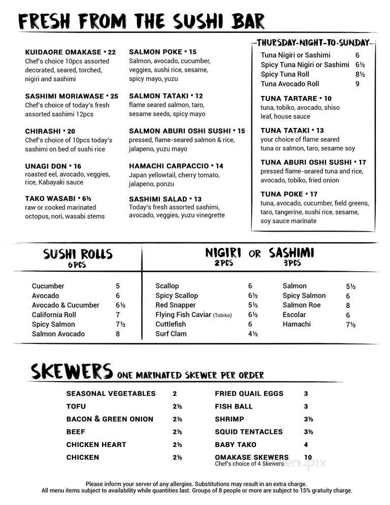 Kuidaore - Ottawa, ON menu_pic