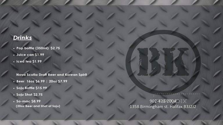 Backoos Korean To Go Food - Halifax, NS menu_pic