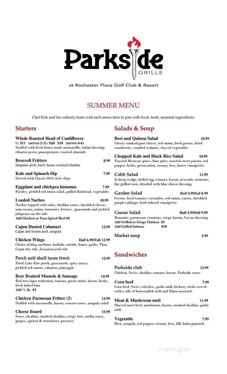 Parkside Grille - Belle River, ON menu_pic