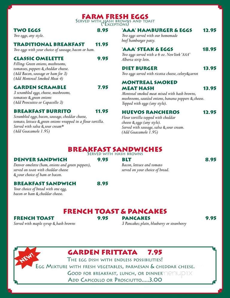 The Garden Kitchen & Bar - Calgary, AB menu_pic