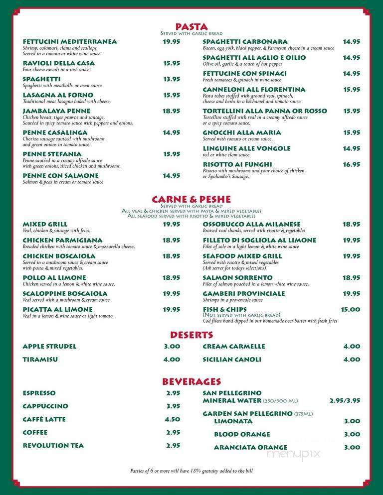 The Garden Kitchen & Bar - Calgary, AB menu_pic
