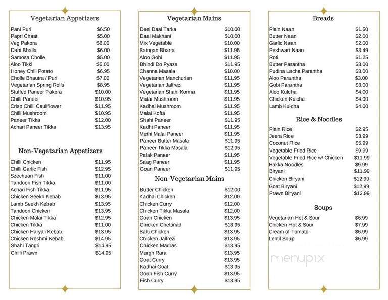 Rasoi East Indian & Hakka Cuisine - Calgary, AB menu_pic