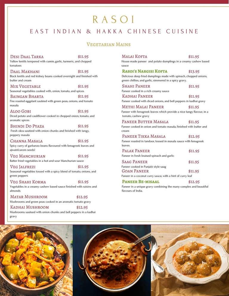 Rasoi East Indian & Hakka Cuisine - Calgary, AB menu_pic