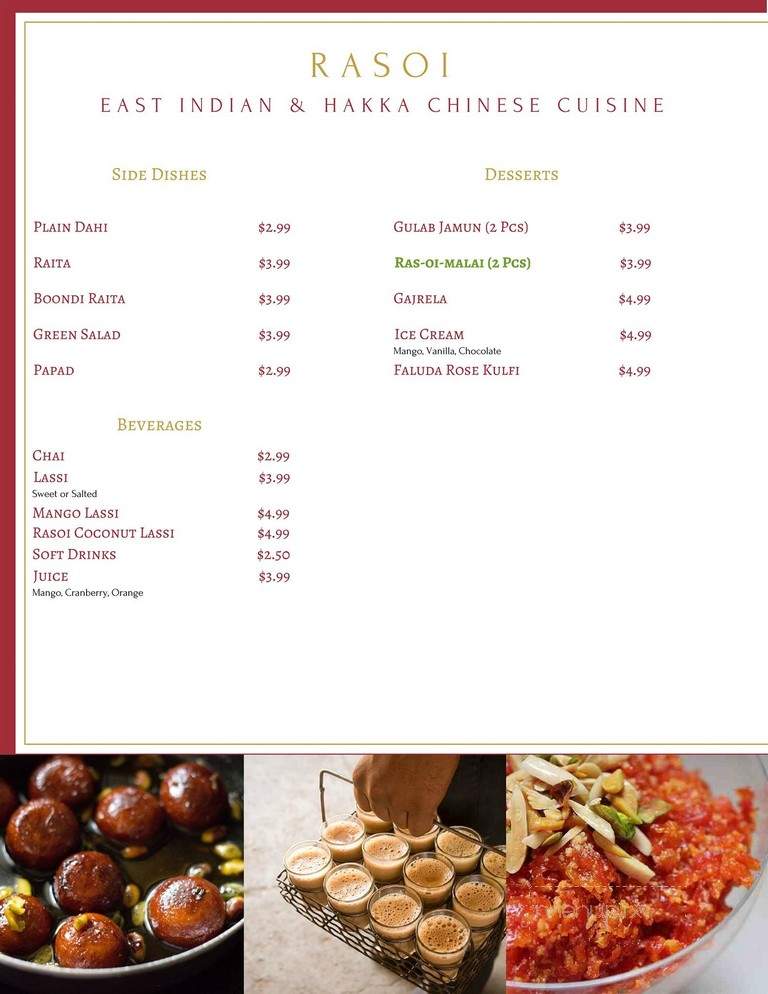 Rasoi East Indian & Hakka Cuisine - Calgary, AB menu_pic
