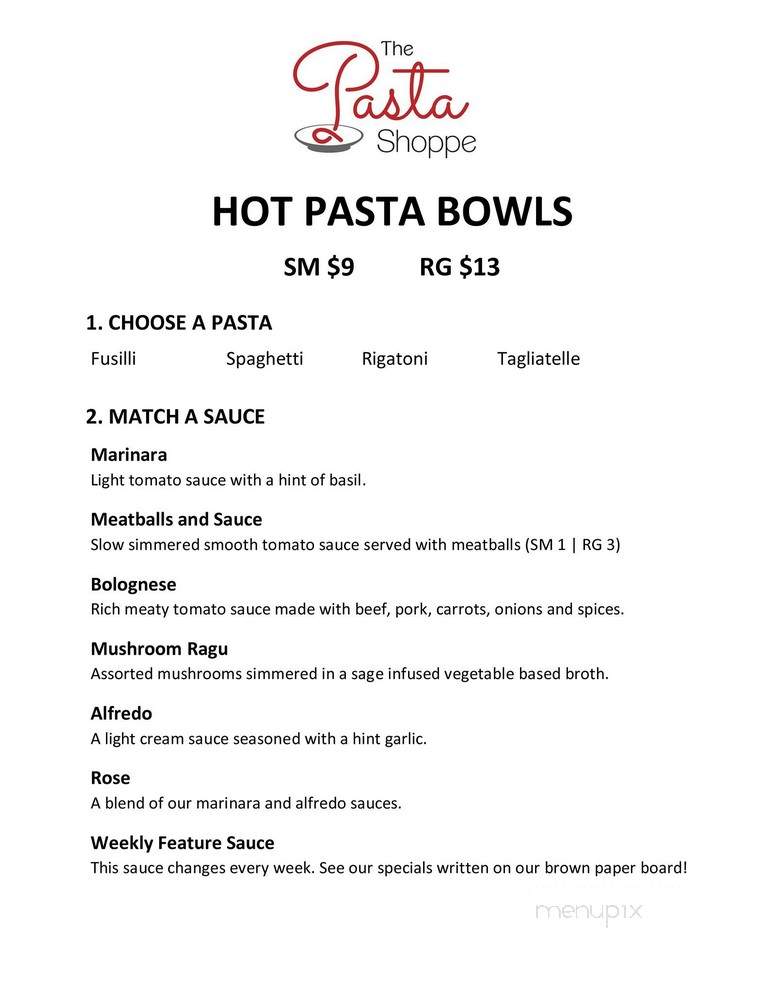 The Pasta Shoppe - Thunder Bay, ON menu_pic