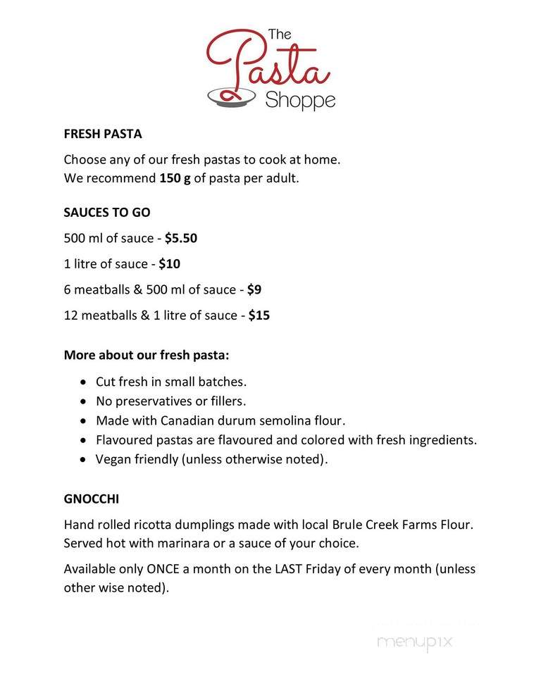 The Pasta Shoppe - Thunder Bay, ON menu_pic