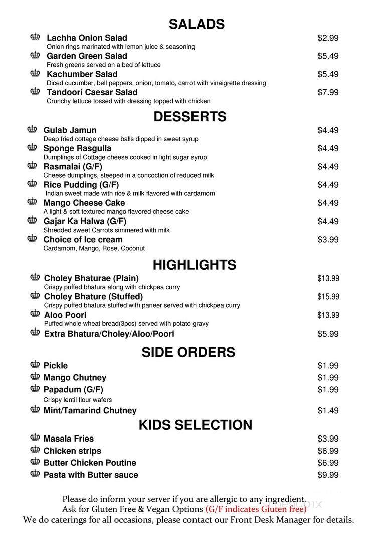 Royal Spice - Victoria, BC menu_pic