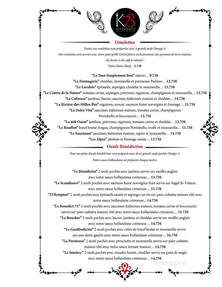 Kitchen 73 - Mirabel, QC menu_pic