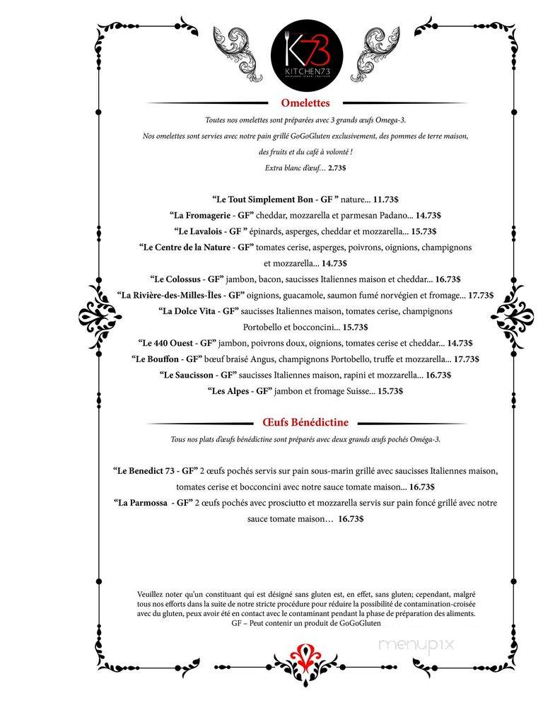 Kitchen 73 - Mirabel, QC menu_pic