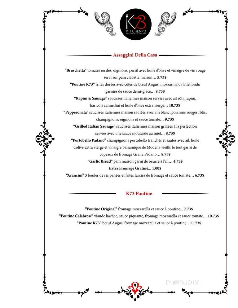 Kitchen 73 - Mirabel, QC menu_pic