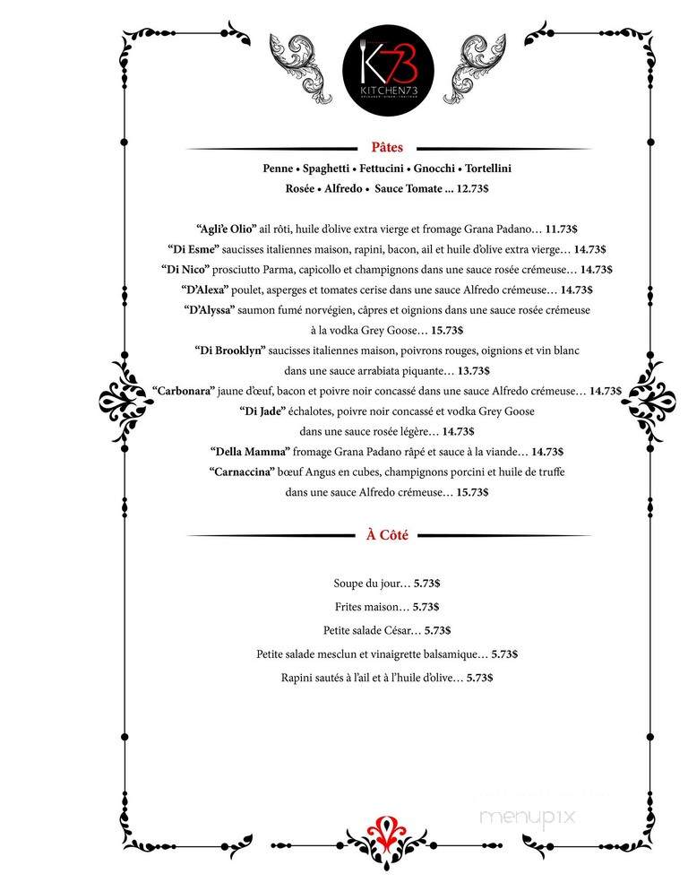 Kitchen 73 - Mirabel, QC menu_pic