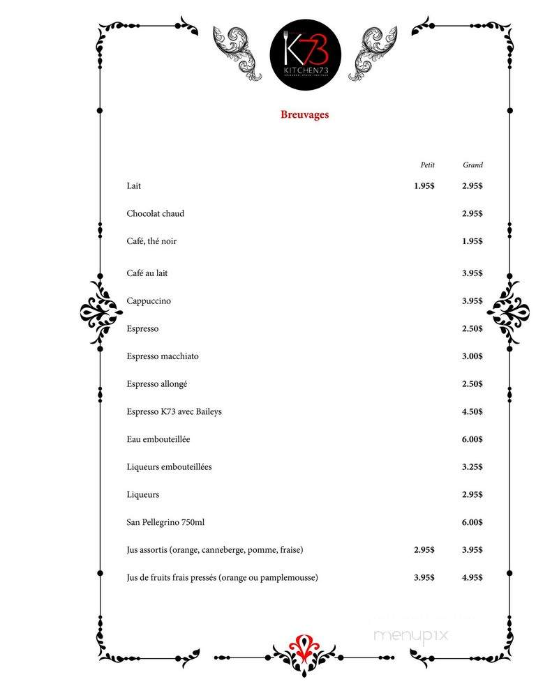 Kitchen 73 - Mirabel, QC menu_pic