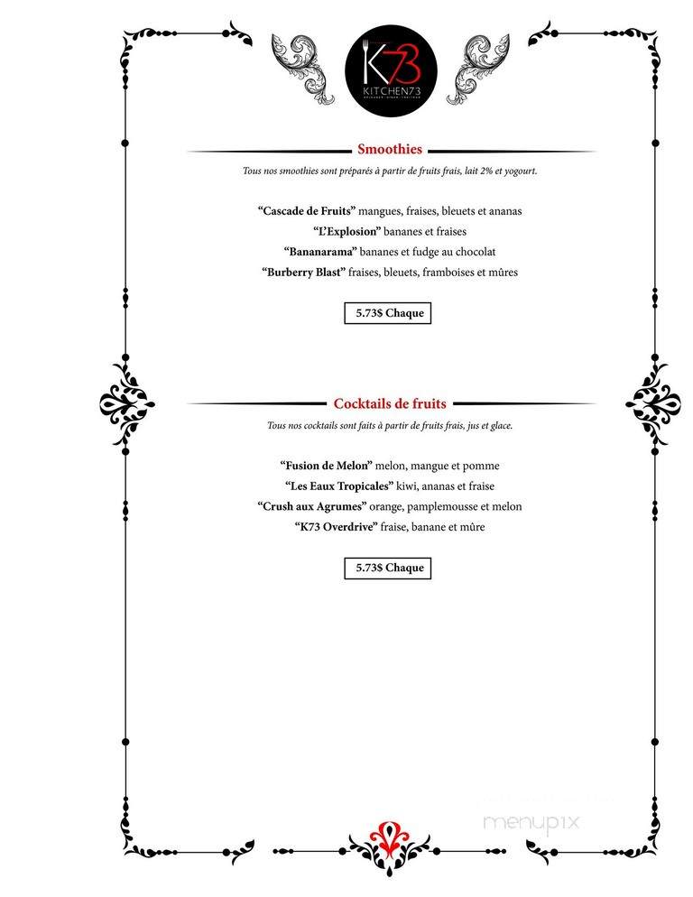 Kitchen 73 - Mirabel, QC menu_pic