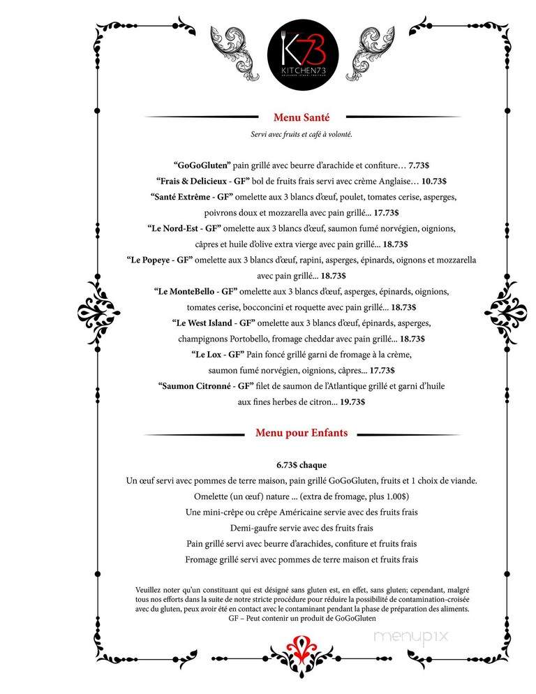 Kitchen 73 - Mirabel, QC menu_pic