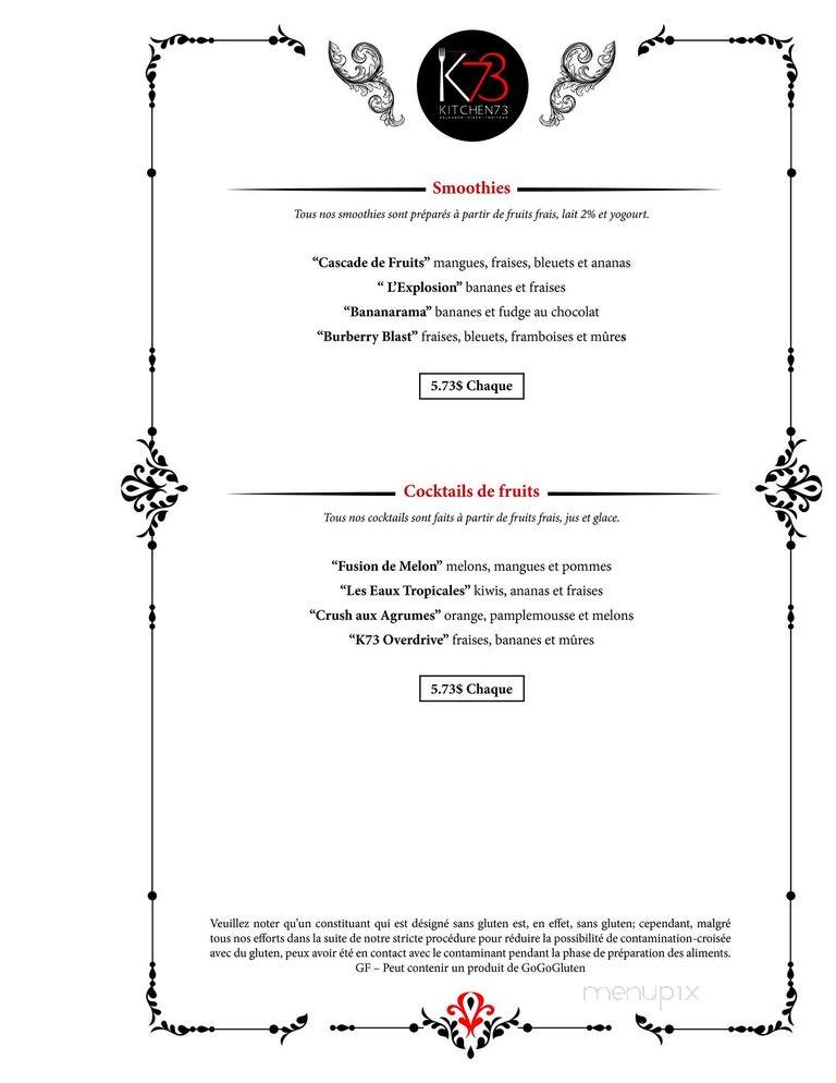 Kitchen 73 - Mirabel, QC menu_pic