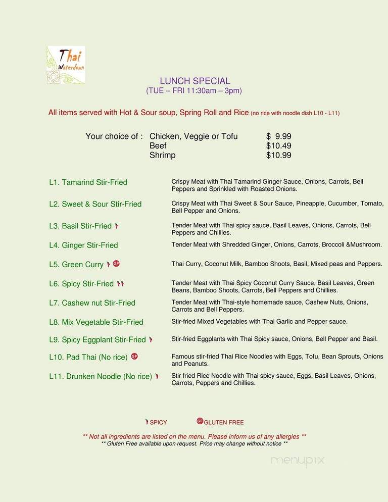 Thai  Waterdown - Hamilton, ON menu_pic