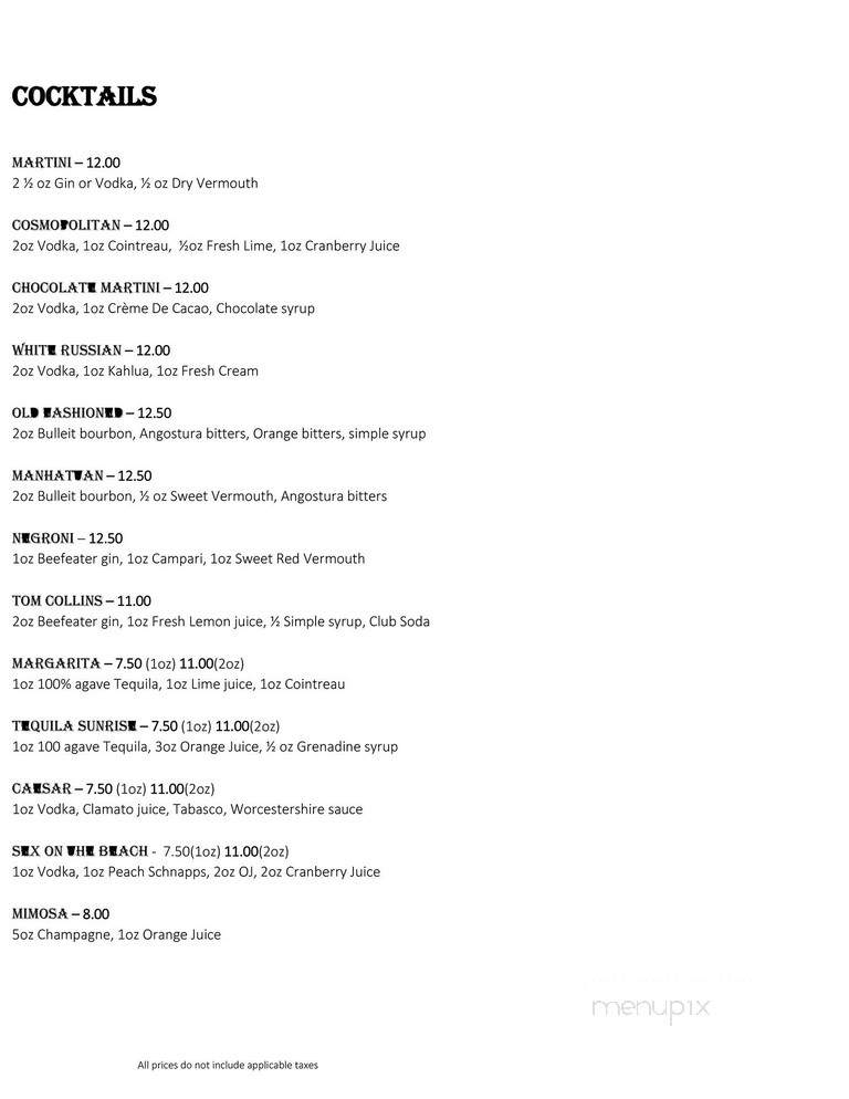 Parisco Cafe - Toronto, ON menu_pic