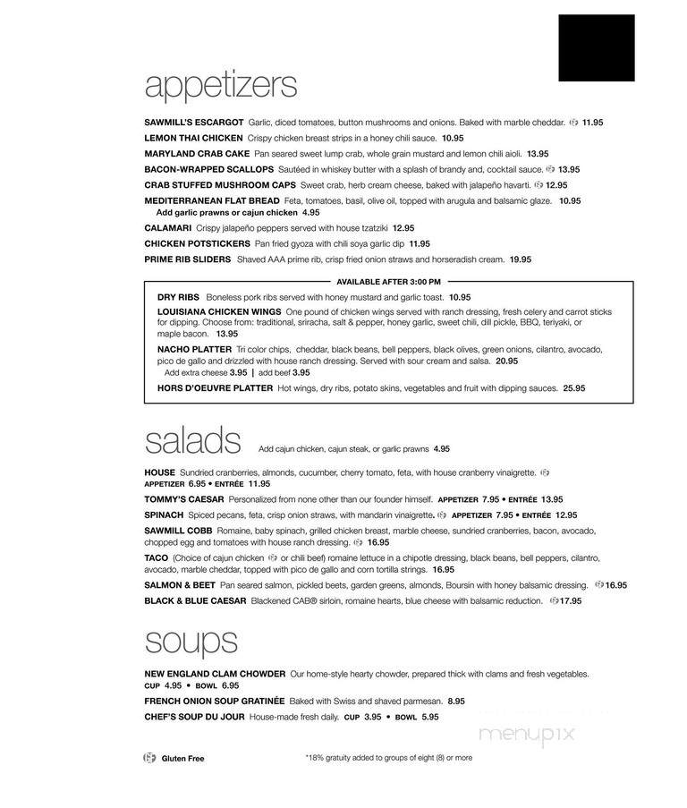 Sawmill Prime Rib & Steak House - Leduc, AB menu_pic