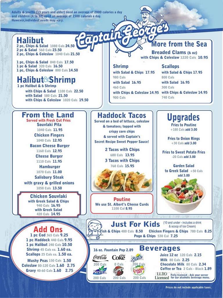 Captain George - Cornwall, ON menu_pic
