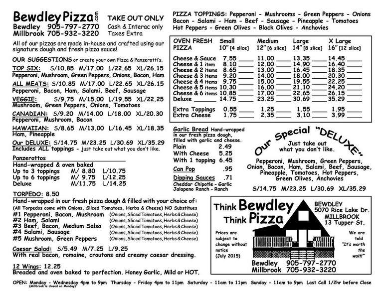 Bewdley Pizza - Bewdley, ON