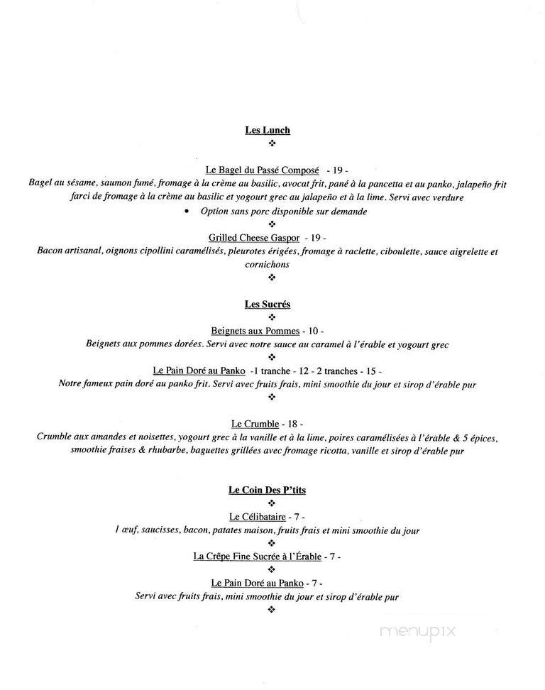 Le Passe Compose - Montreal, QC menu_pic