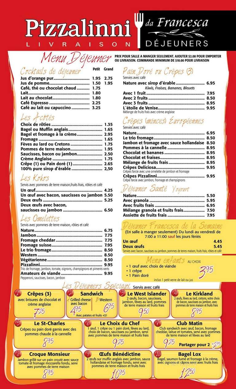 Pizzalini - Kirkland, QC menu_pic