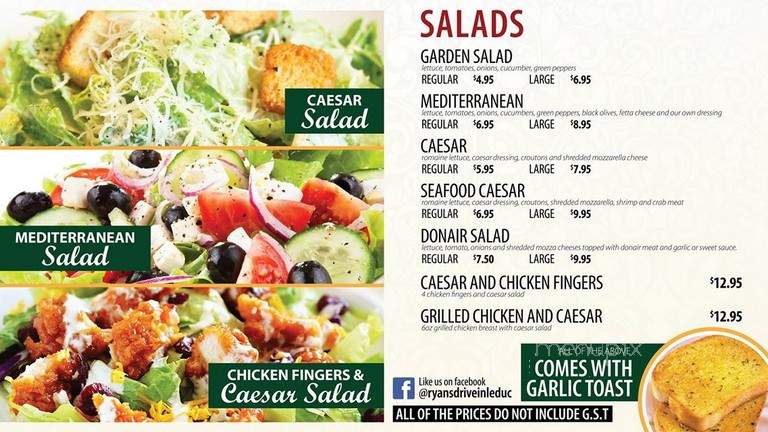 Ryan's Drive-In - Leduc, AB menu_pic