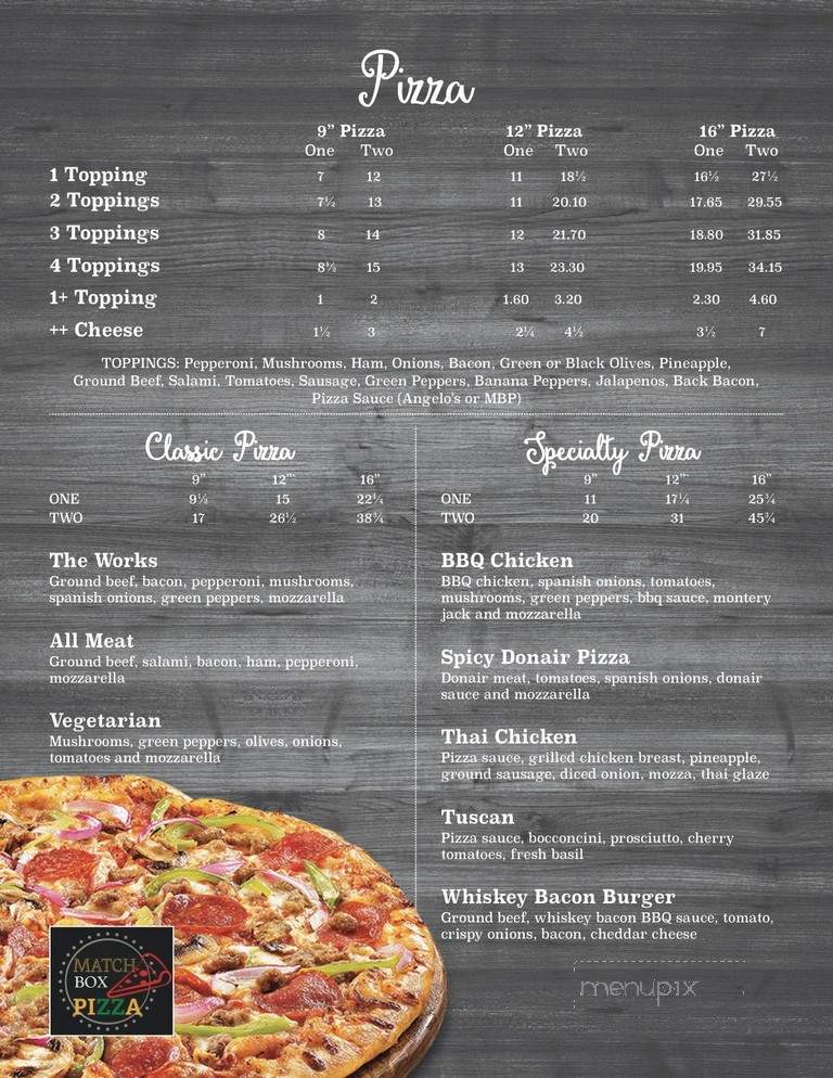 Match Factory - Hampton, NB menu_pic