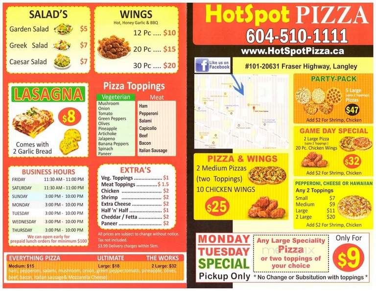 Hot Spot Pizza - Langley, BC menu_pic
