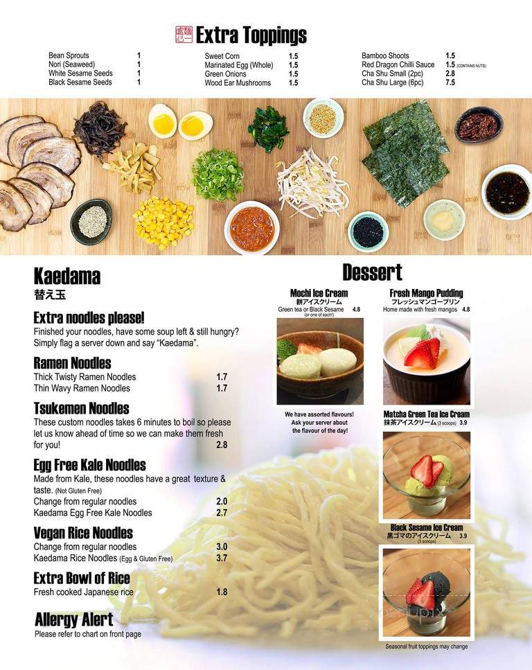 Ramen Isshin - Toronto, ON menu_pic