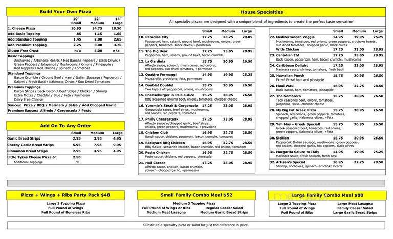 Paradise Pizza - Scotch Creek, BC menu_pic