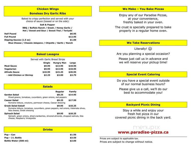 Paradise Pizza - Scotch Creek, BC