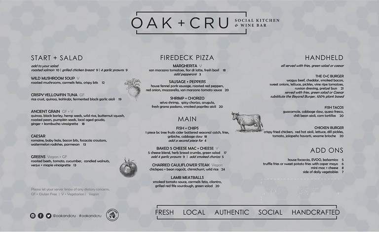 OAK + CRU Social Kitchen & Wine Bar - Kelowna, BC menu_pic
