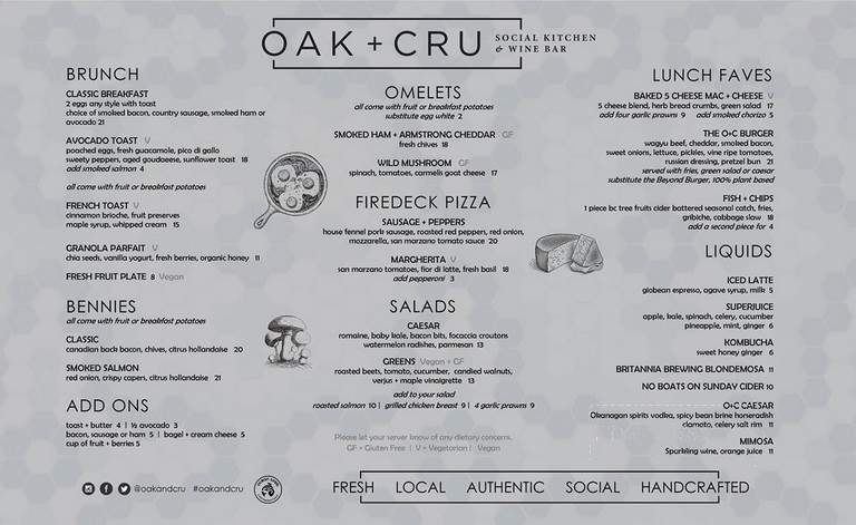 OAK + CRU Social Kitchen & Wine Bar - Kelowna, BC menu_pic