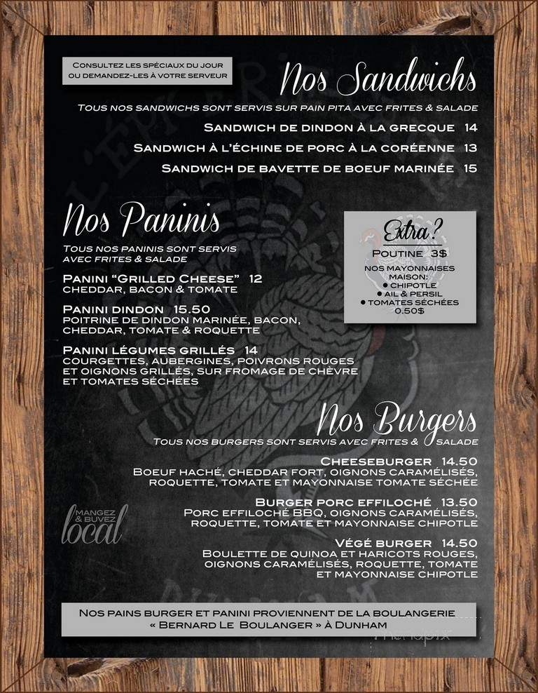 L'Epicerie-Cafe Dunham - Dunham, QC menu_pic