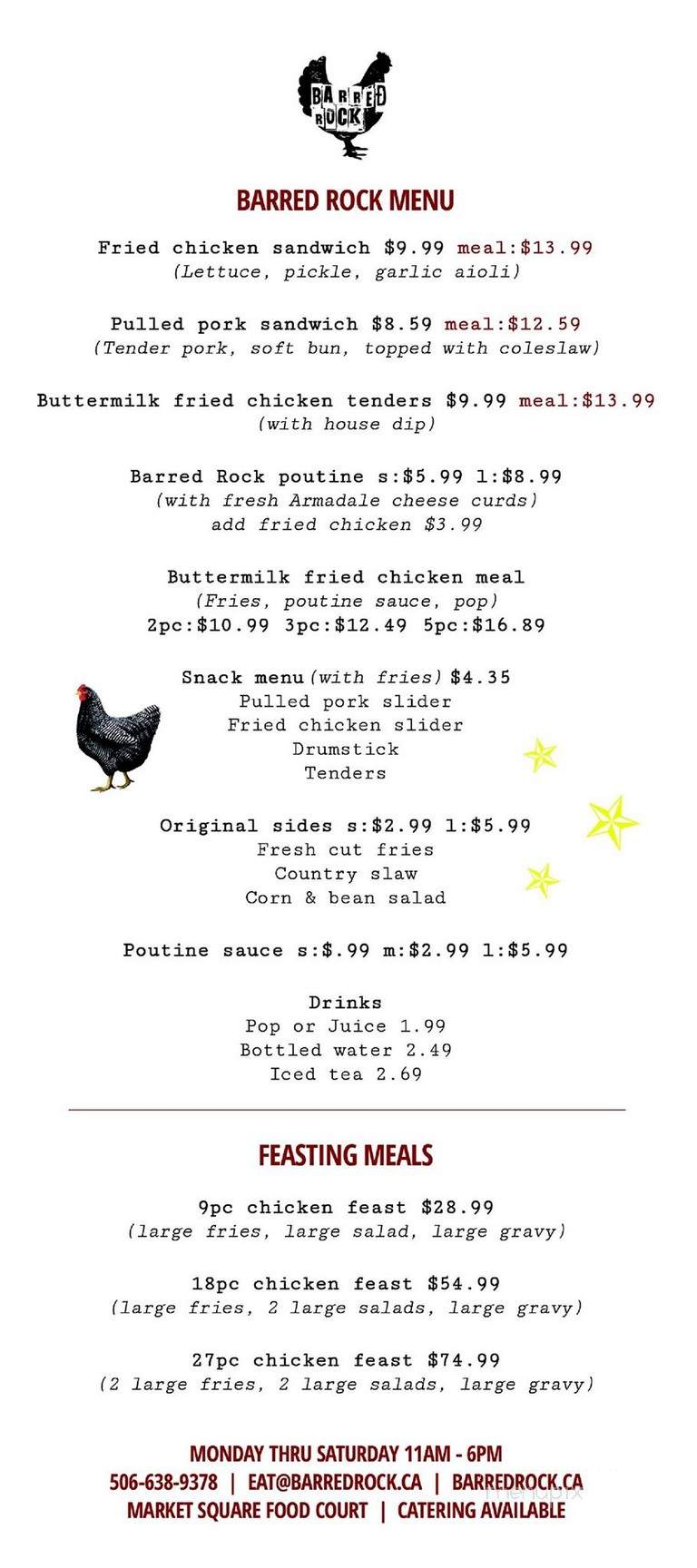 Barred Rock Chicken - Saint John, NB menu_pic