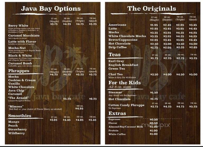 Java Bay Cafe - Tampa, FL menu_pic