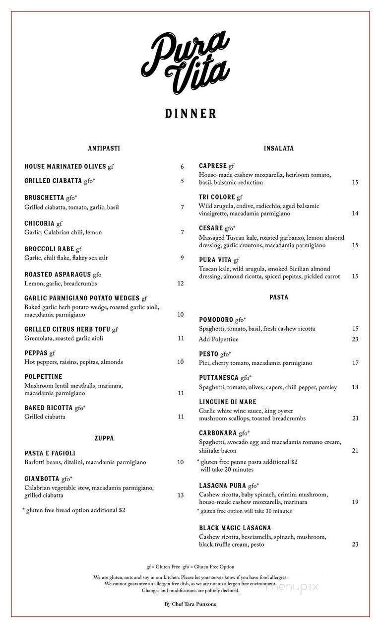 Pura Vita - West Hollywood, CA menu_pic