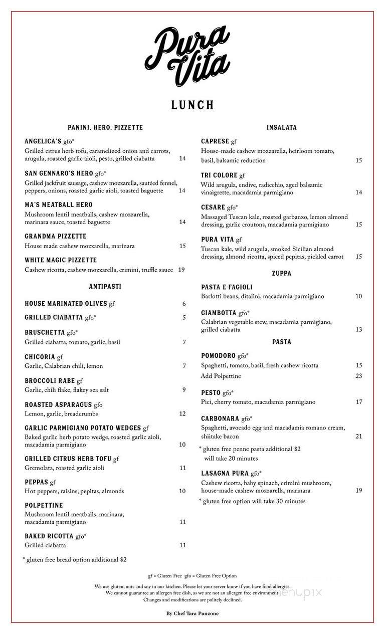 Pura Vita - West Hollywood, CA menu_pic
