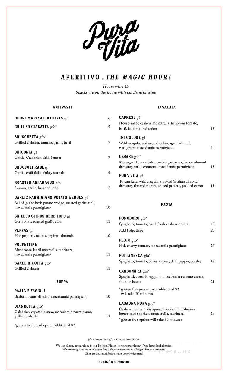 Pura Vita - West Hollywood, CA menu_pic