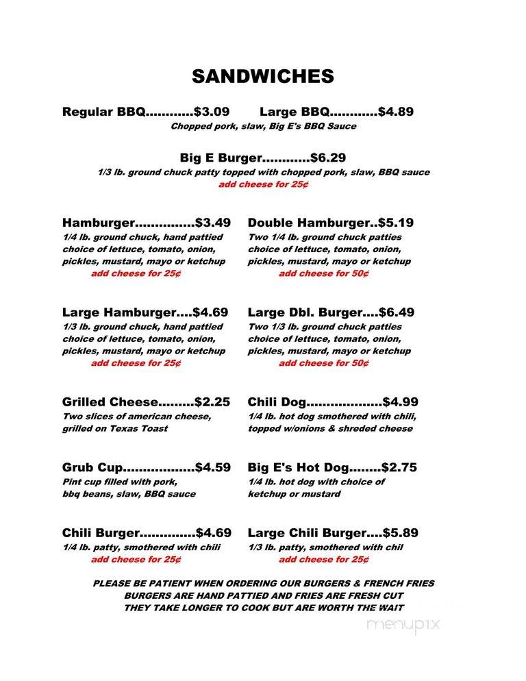 Big E's BBQ - Kennett, MO menu_pic